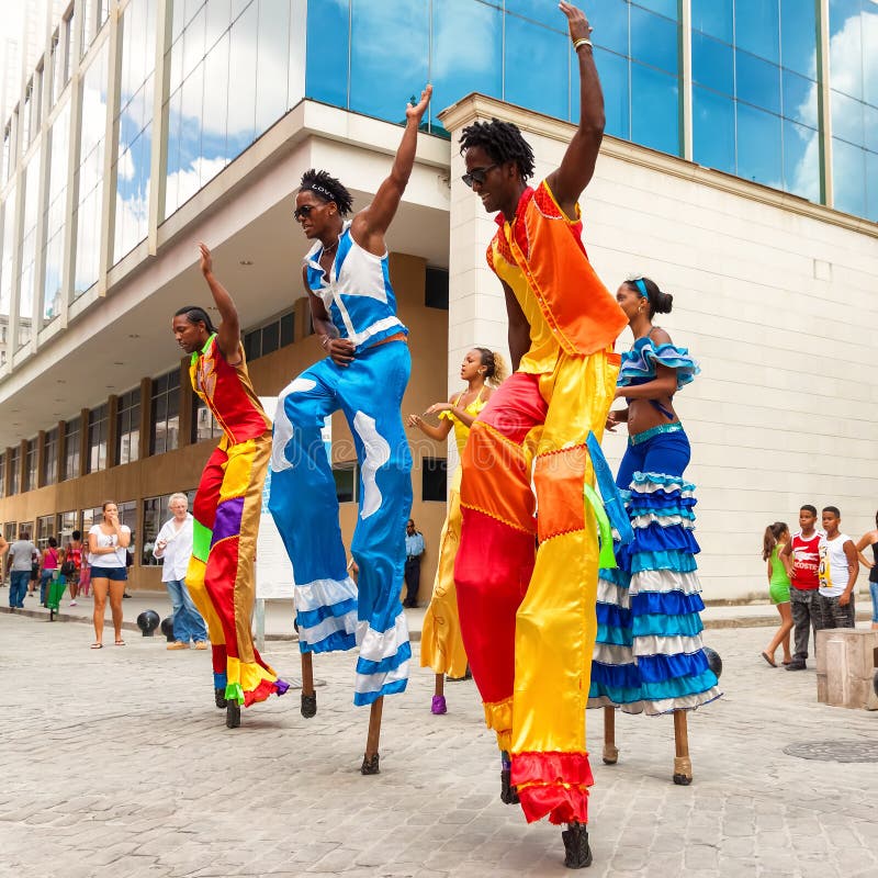 Dancers performing in a street in Old Havana
