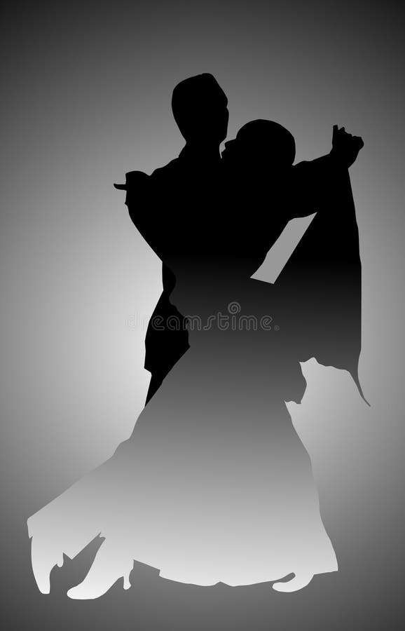 Illustrated of a dancing couple. Dance dress latin illustrations