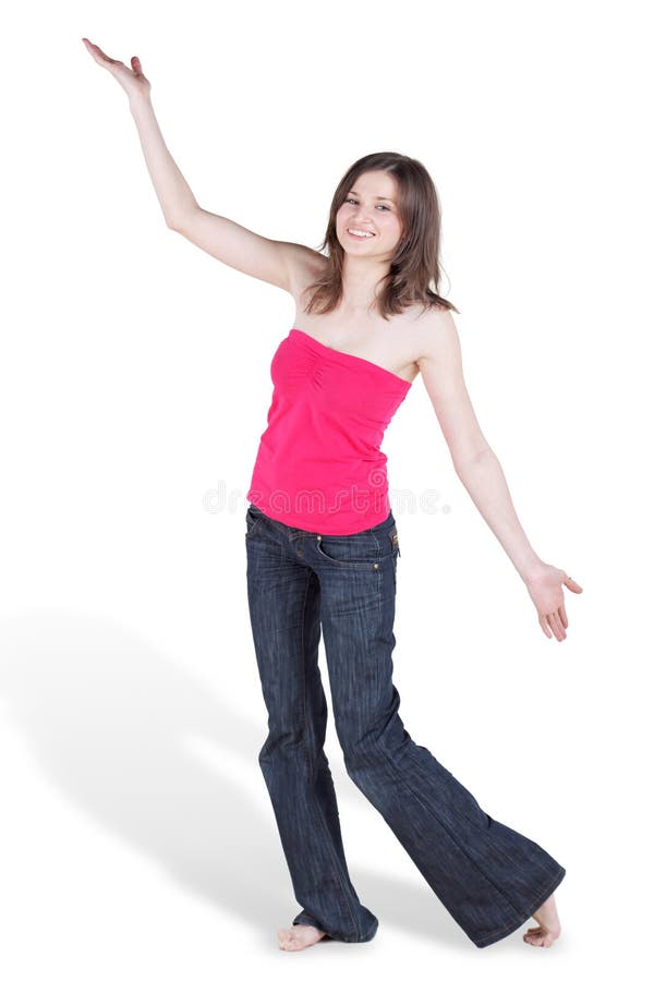 Dancing barefooted young woman royalty free stock images