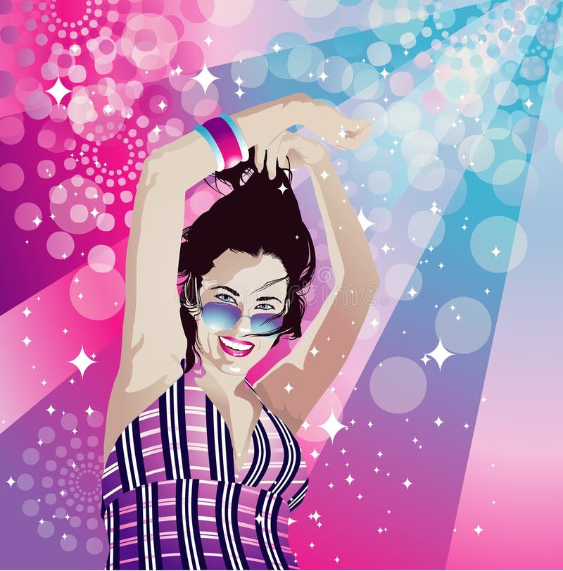 dancing disco girl διανυσματική απεικόνιση dancing disco girl διανυσματική απεικόνιση