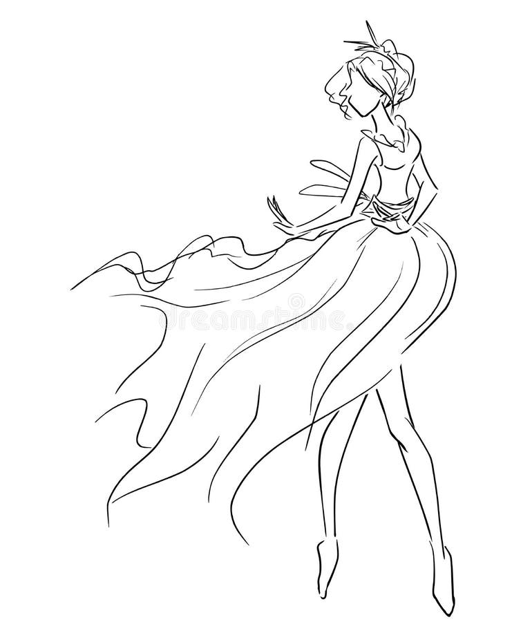 Dancing girl in airy dress
