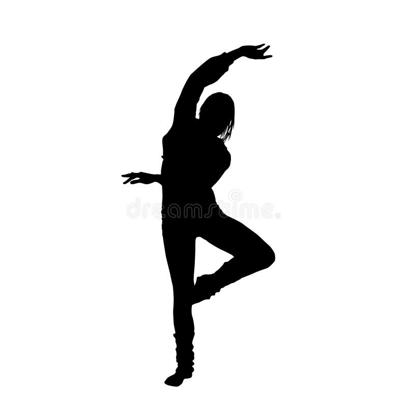 Dancing girl black silhouette