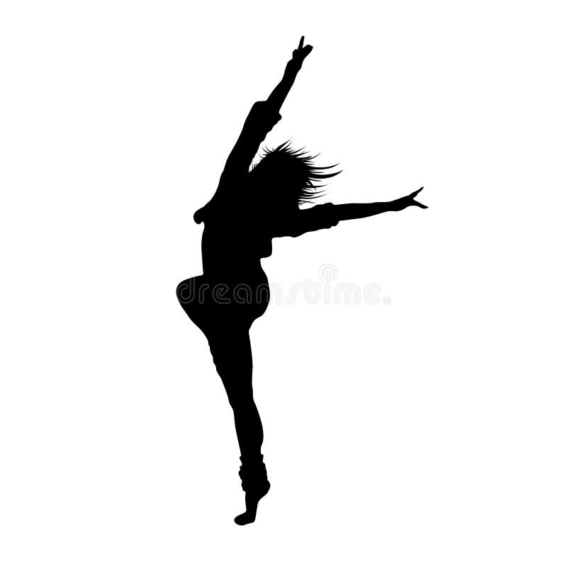 Dancing girl black silhouette