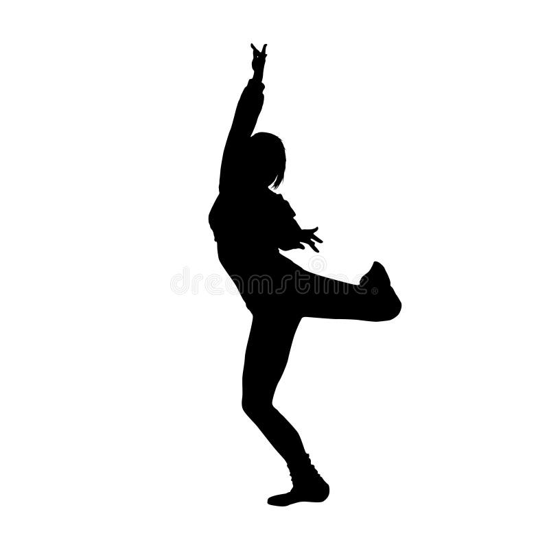 Dancing girl black silhouette