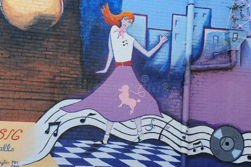 Rock and Roll mural outside The International Rock-a-Billy Hall of Fame in Jackson, Tennessee. Rock and Roll mural outside The International Rock-a-Billy Hall of Fame in Jackson, Tennessee.