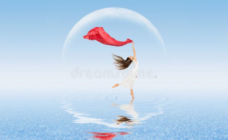 Dancing girl on water surface