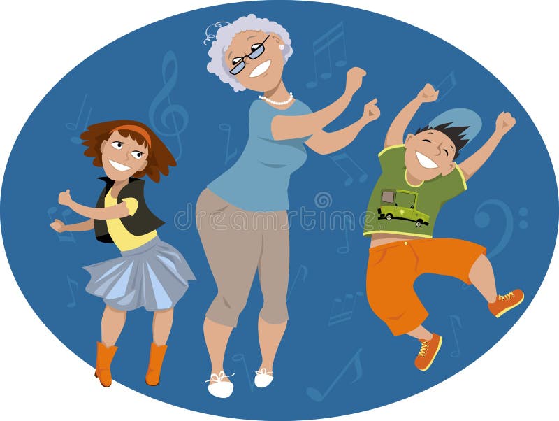 Dancing Grandma Clipart Illustrations