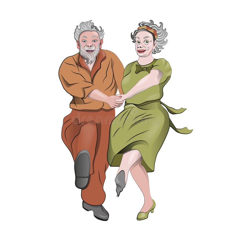 Grandparents Dancing. Happy Elderly Couple Party. Man Woman Dance on ...