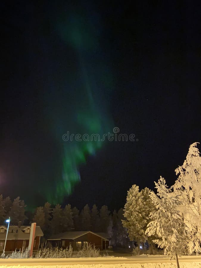 Dancing Northern Lights in Finnish Lapland Stock Photo Image of