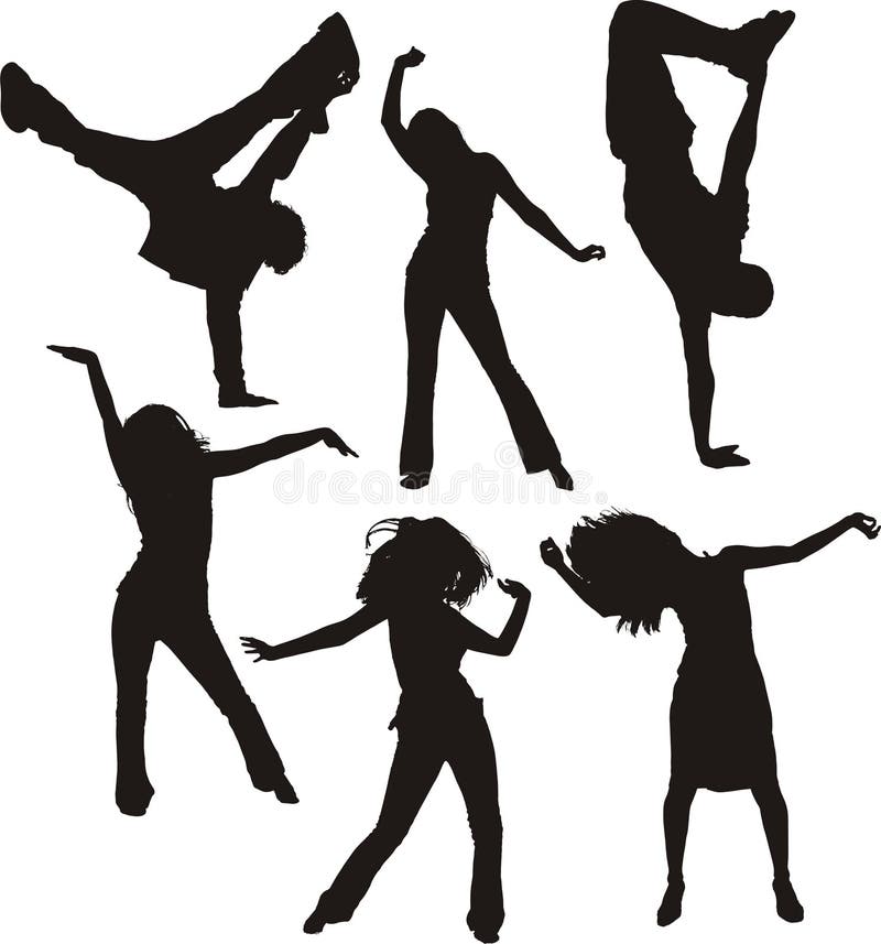 Dancing people silhouettes