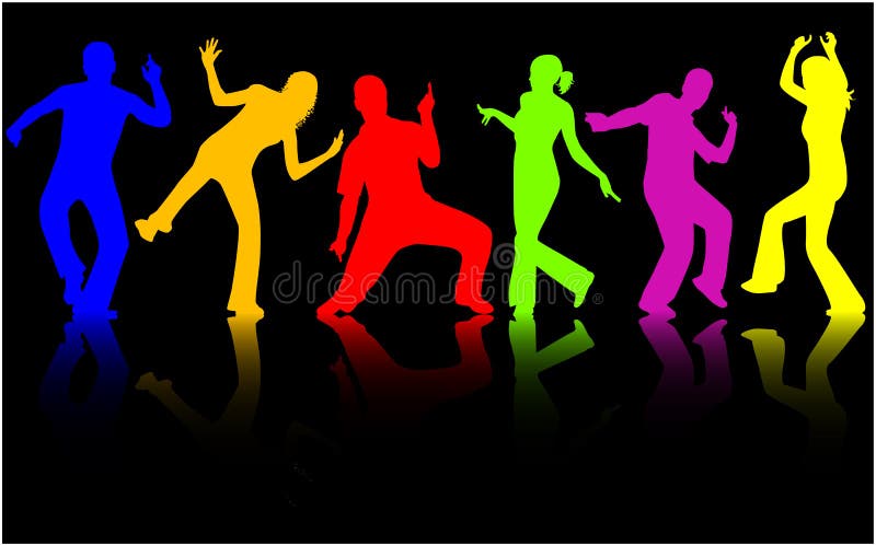 Dancing people silhouettes - c