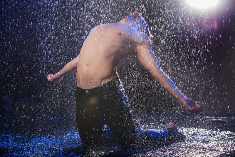 Dancing in the rain. stock images.