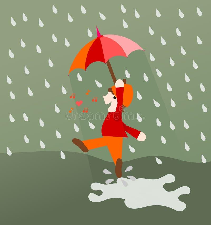 Dancing and Singing in the Rain Stock Illustration Illustration of