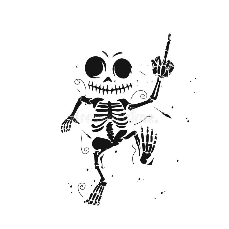 Dancing Skull Vector Illustration. Stock Vector - Illustration of scary ...