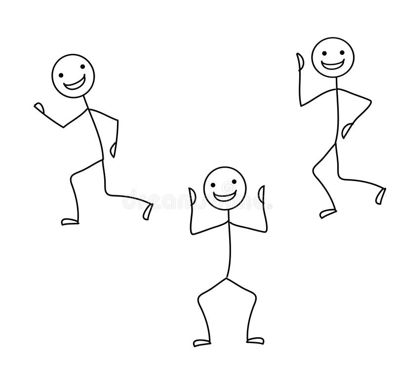 Dancing stick man in various poses vector illustration