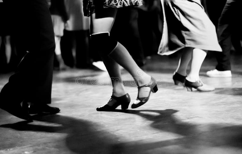 Dancing at the swing music party vintage and retro style