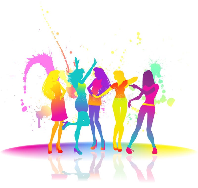 Dancing women at disco vector illustration Dancing women at disco vector illustration