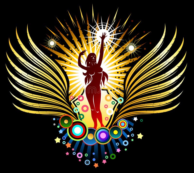 dancingowa emblemata dziewczyny sylwetka ilustracja wektor dancingowa emblemata dziewczyny sylwetka ilustracja wektor