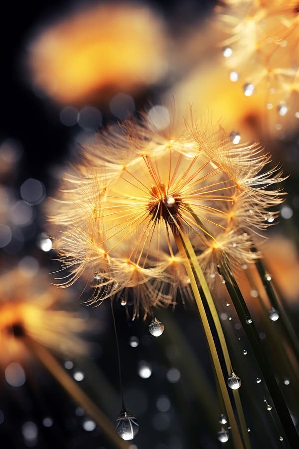 Dandelion flower macro with bokeh stock photo