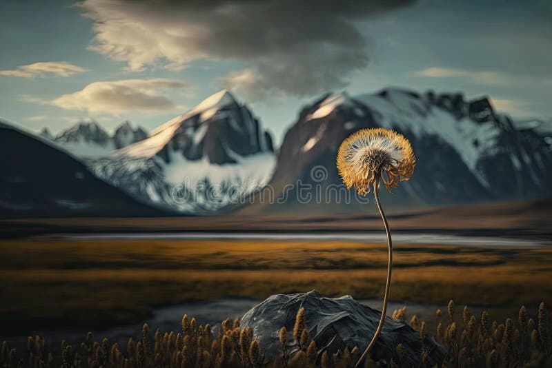Dandelion na przedniej dziczy z wieżowcami w tle fotografia stock