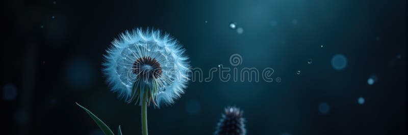 Dandelion și Burdock Împotriva unui AIa de fundal luminat de albastru închis generat royalty free illustration