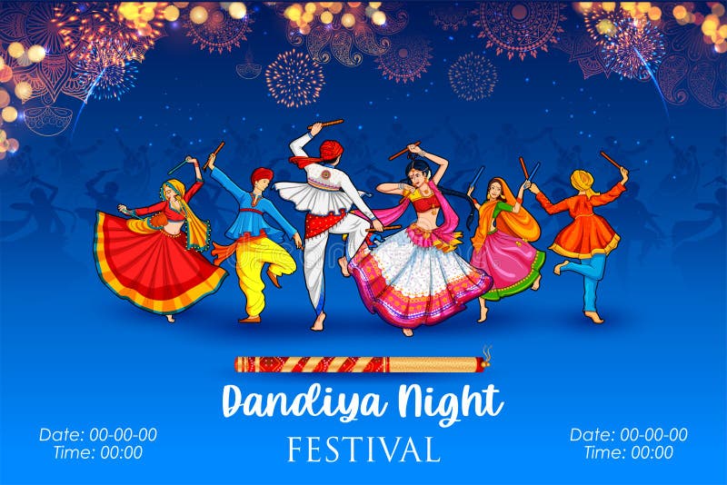 Dandiya in Disco Garba Night Banner Poster for Navratri Dussehra