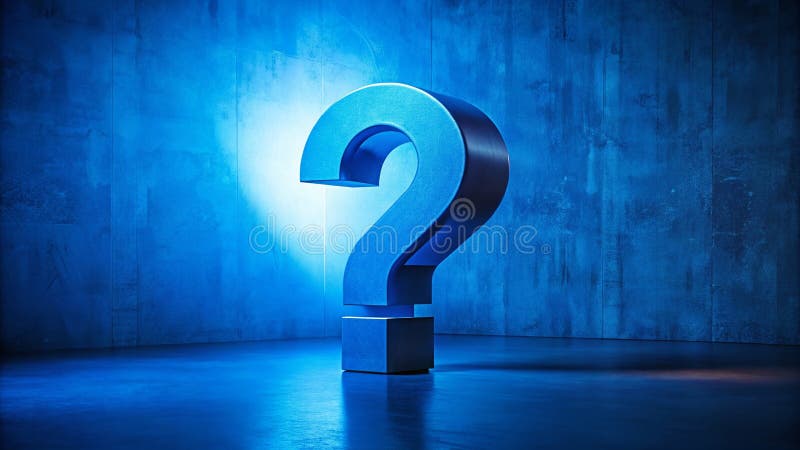 Dando a conocer el Enigma una profunda inmersión en un signo de interrogación azul en 3D Resumen de diseño libre illustration