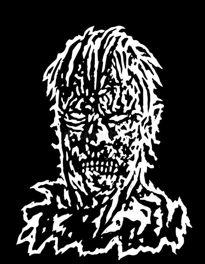 Danger Head of Screaming Zombie Character with a Torn Face. Vector