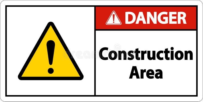 Danger Construction Area Symbol Sign on White Background Stock Vector ...