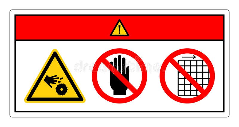 Danger Cutting Hand Do Not Touch and Do Not Remove Guard Symbol Sign, Vector Illustration, Isolate On White Background Label. stock illustration