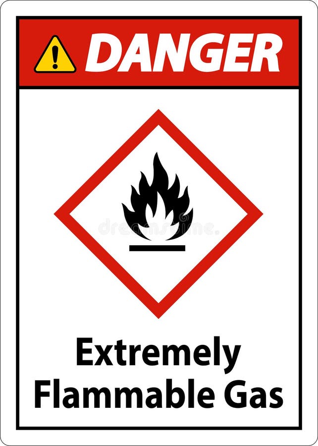 Danger Extremely Flammable Gas GHS Sign on White Background Stock