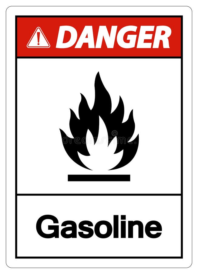 Danger Gasoline Symbol Sign on White Background Stock Vector