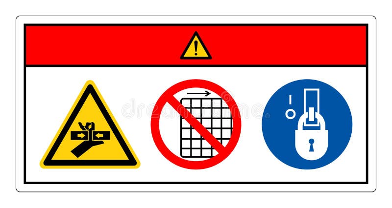 Danger Hand Crush Force From Two Sides Do Not Remove Guard Symbol Sign, Vector Illustration, Isolate On White Background Label. royalty free illustration