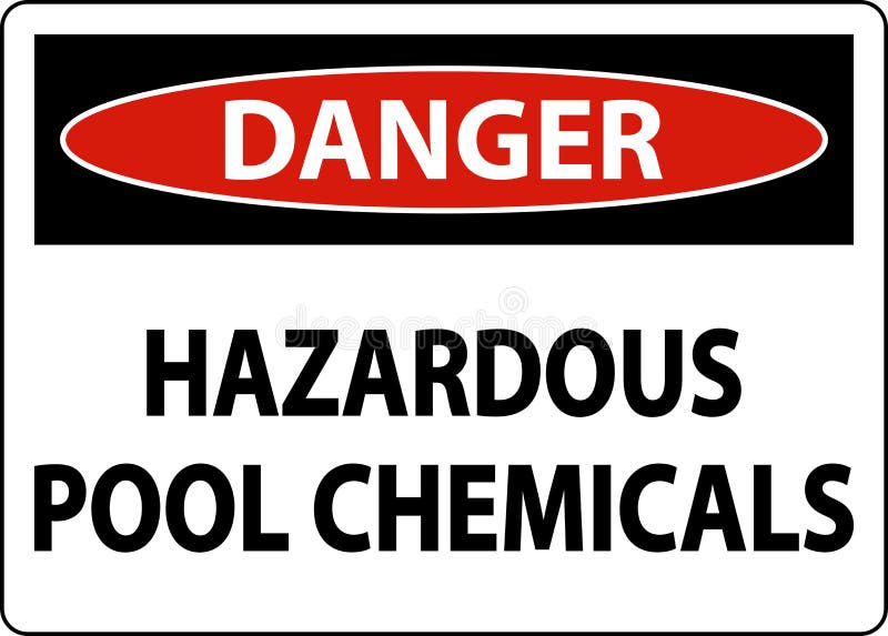 Danger Hazardous Pool Chemicals on White Background Stock Vector