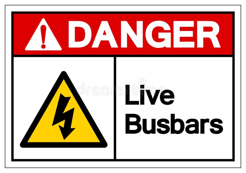 label Danger live busbars 50x50mm electric safety warning sign sticker 