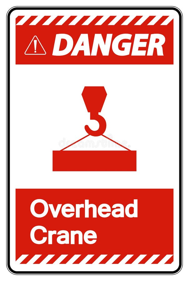 Danger Overhead Crane Symbol Sign on White Background Stock Vector