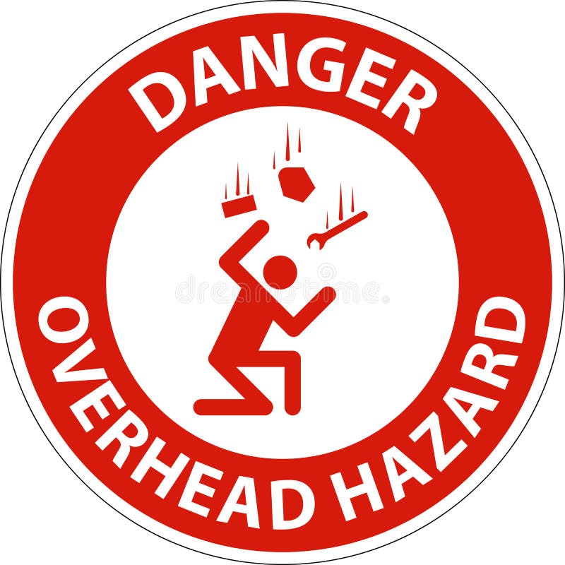 Danger Overhead Hazard Sign on White Background Stock Vector