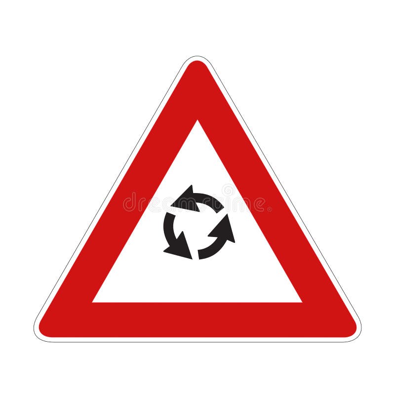 Danger roundabout sign stock illustration. Illustration of banner