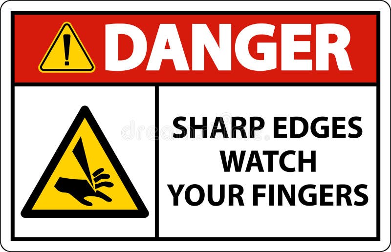 Danger Sharp Edges Watch Your Fingers On White Background royalty free illustration