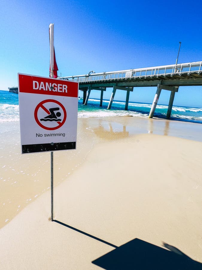 Danger Swimming Sign Beach, Red Flag Stock Photo - Image of safety ...