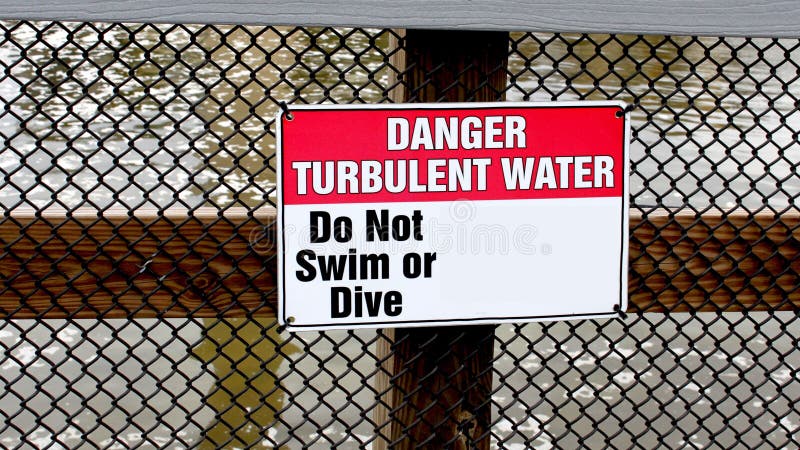 Danger Turbulent Water Do Not Swin or Dive Sign