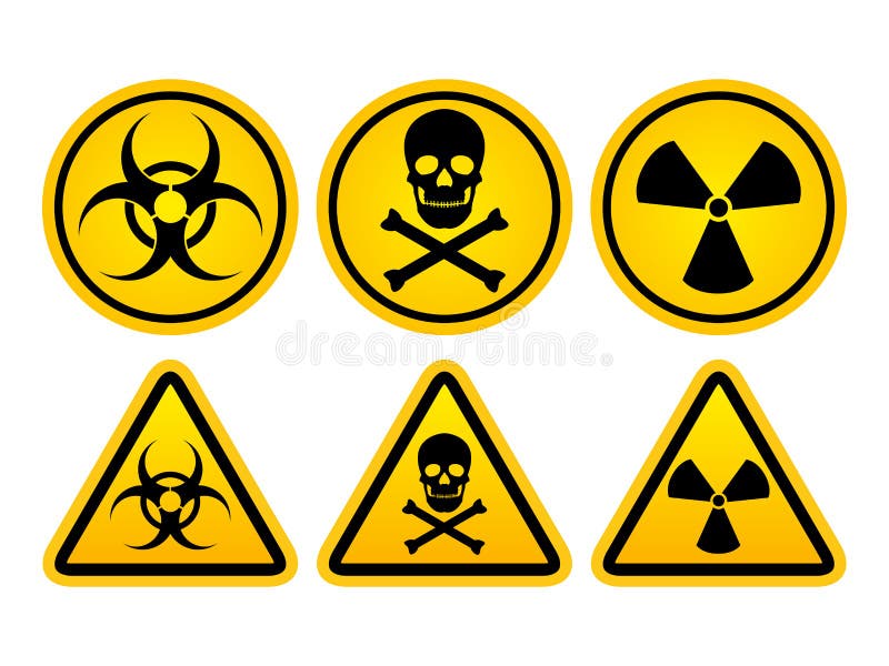 Danger Warning Set Circle and Triangle Yellow Sign. Radiation Symbol ...