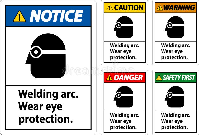 Danger Welding Arc Wear Eye Protection Sign Stock Vector Illustration