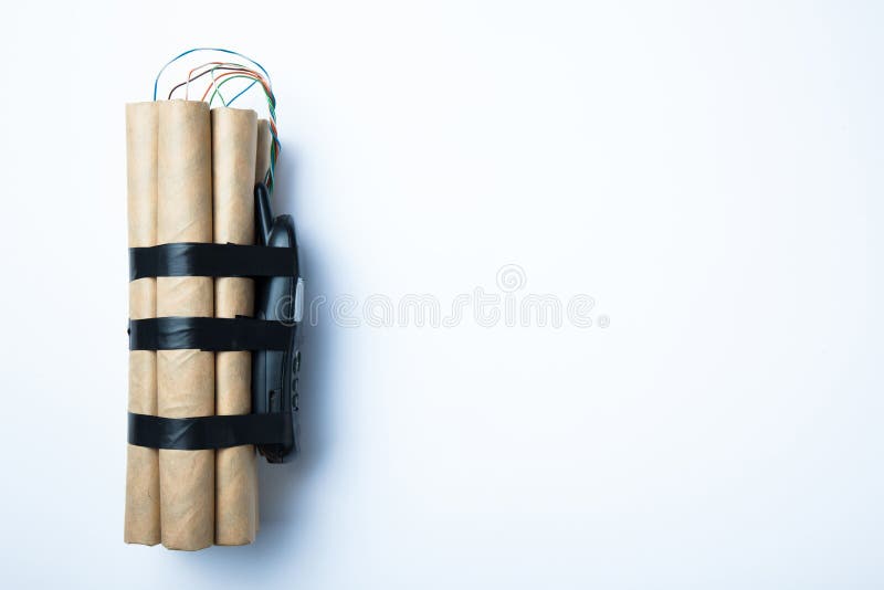 Dangerous bomb on white background, empty space for text stock photography Dangerous bomb on white background, empty space for text stock photography