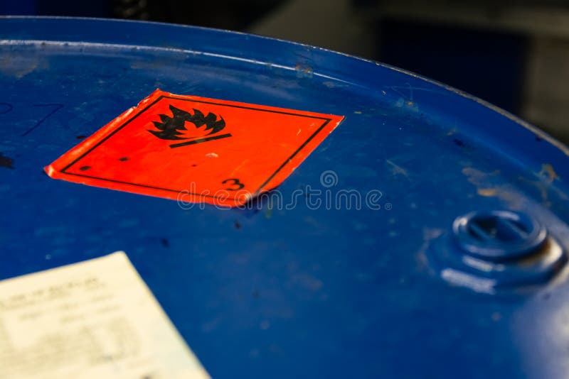 Dangerous Flammable Symbol Barrel Top Industrial Blue Sticker Ignition Combustible