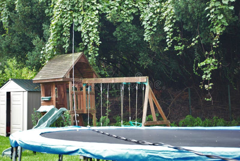 Storm Damage Tree and Trampoline Stock Photo Image of service, advice
