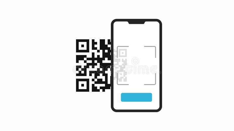 Dangerous qr code connection animation. Contactless payment with mobile phone via QR code scanning app royalty free illustration