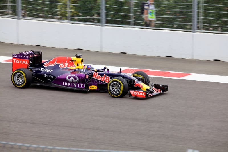 Daniel Ricciardo Corsa di Red Bull Formula 1 Soci Russia immagini stock Daniel Ricciardo Corsa di Red Bull Formula 1 Soci Russia immagini stock