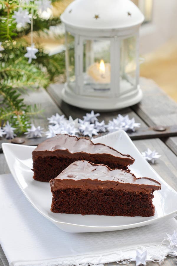 Danish Traditional Christmas. Chocolate Cake Stock Photo Image of dessert, lantern 39933018