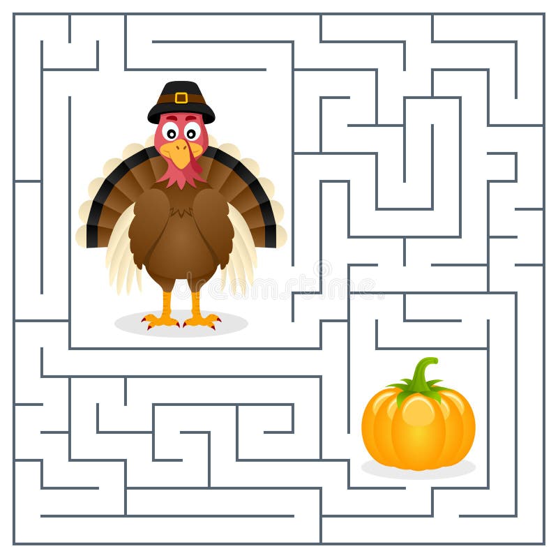 Danksagungs-Labyrinth für Kinder - die Türkei stock abbildung Danksagungs-Labyrinth für Kinder - die Türkei stock abbildung